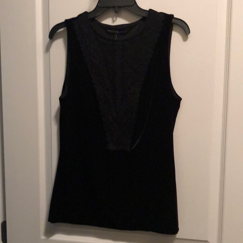 WHBM Black velvet feel top blouse sleeveless